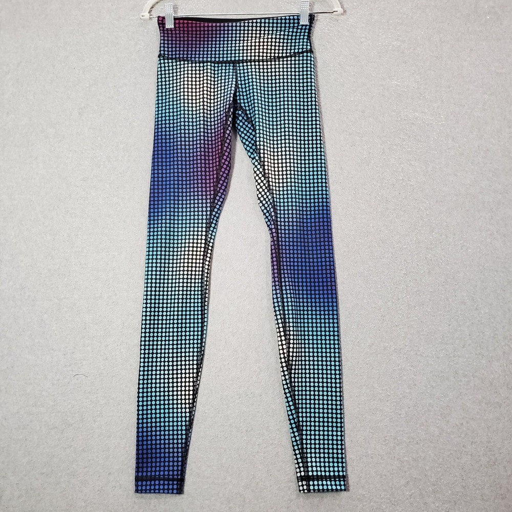 Lululemon Women Activewear Pants 4 Blue Ombre Wunder Under III Cosmic Polka Dot